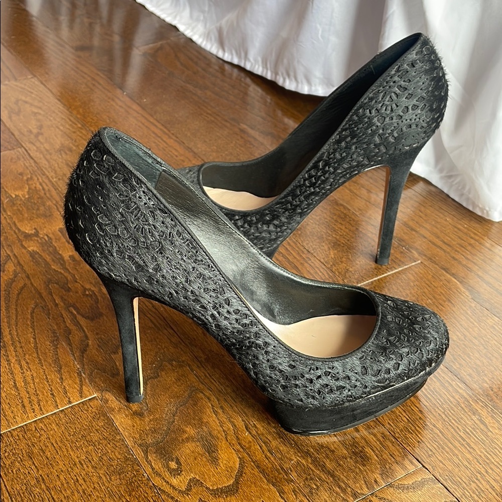 Elegant Black embossed fur Women's Heels